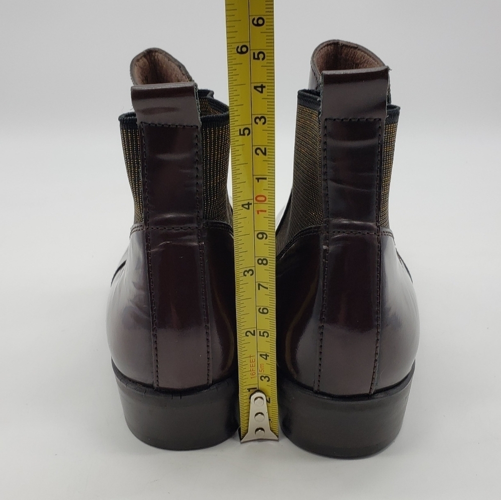 Wonders women EU 39 high shine leather Chelsea boots raisin brown metallic panel - Picture 6 of 13